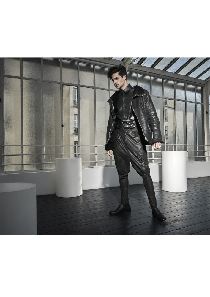 Balistarz-model-Antoine-Lorvo-portrait-shoot-in-leather-outfit