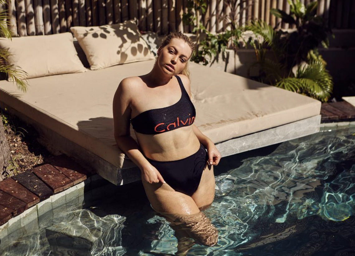 Balistarz-model-Jess-Earle-landscape-shoot-in-a-pool-with-calvin-swimwear