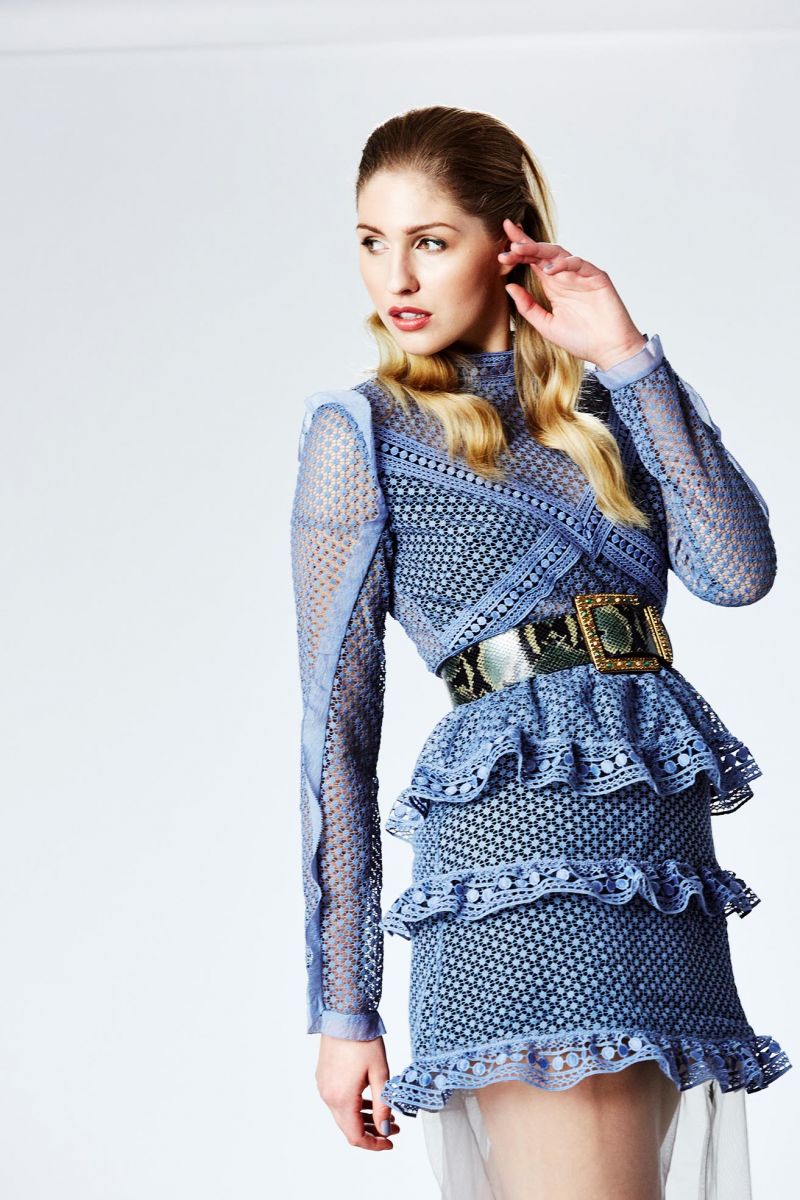 Balistarz-model-Rachel-Bowler-portrait-shoot-in-a-blue-dress-outfit